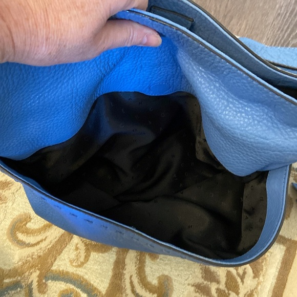 Cole Haan Blue/Lilac Soft Pebble Leather Hobo Style Shoulder Bag. - Picture 11 of 14